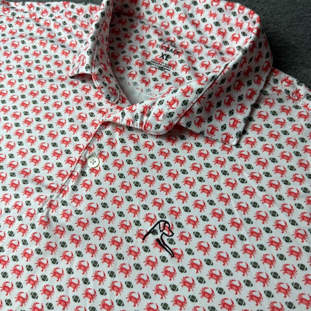 Rhoback Men’s XL Polo Shirt “The Chesapeake” Maryland crabs and football